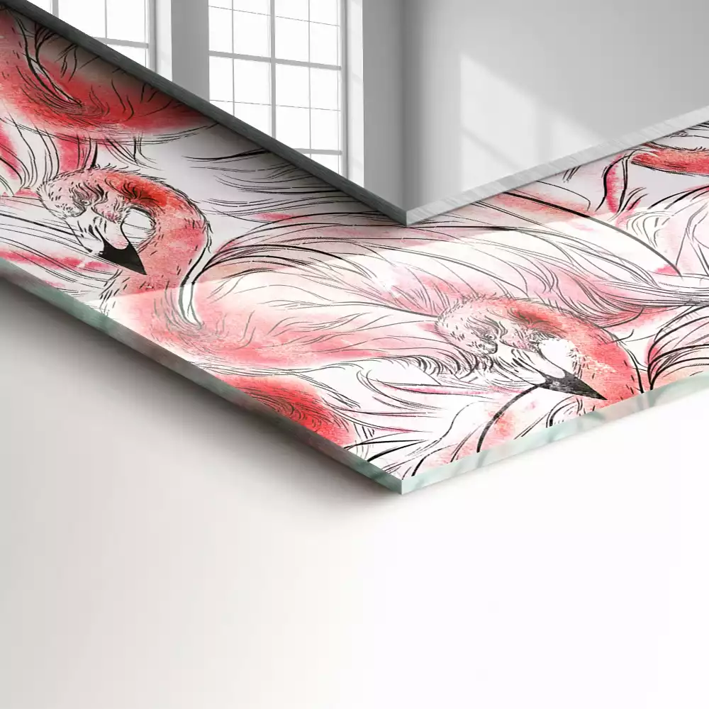 Miroir rectangulaire à cadre imprimé flamants roses