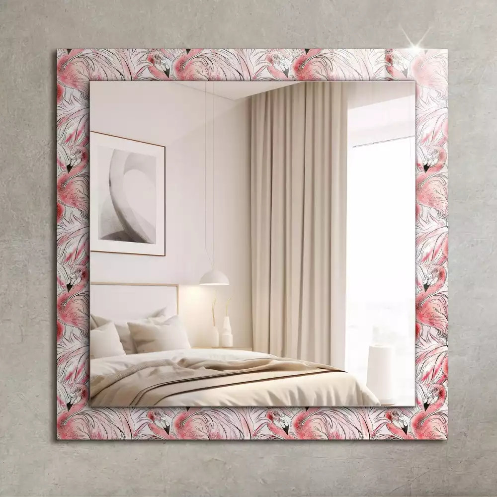 Miroir rectangulaire à cadre imprimé flamants roses