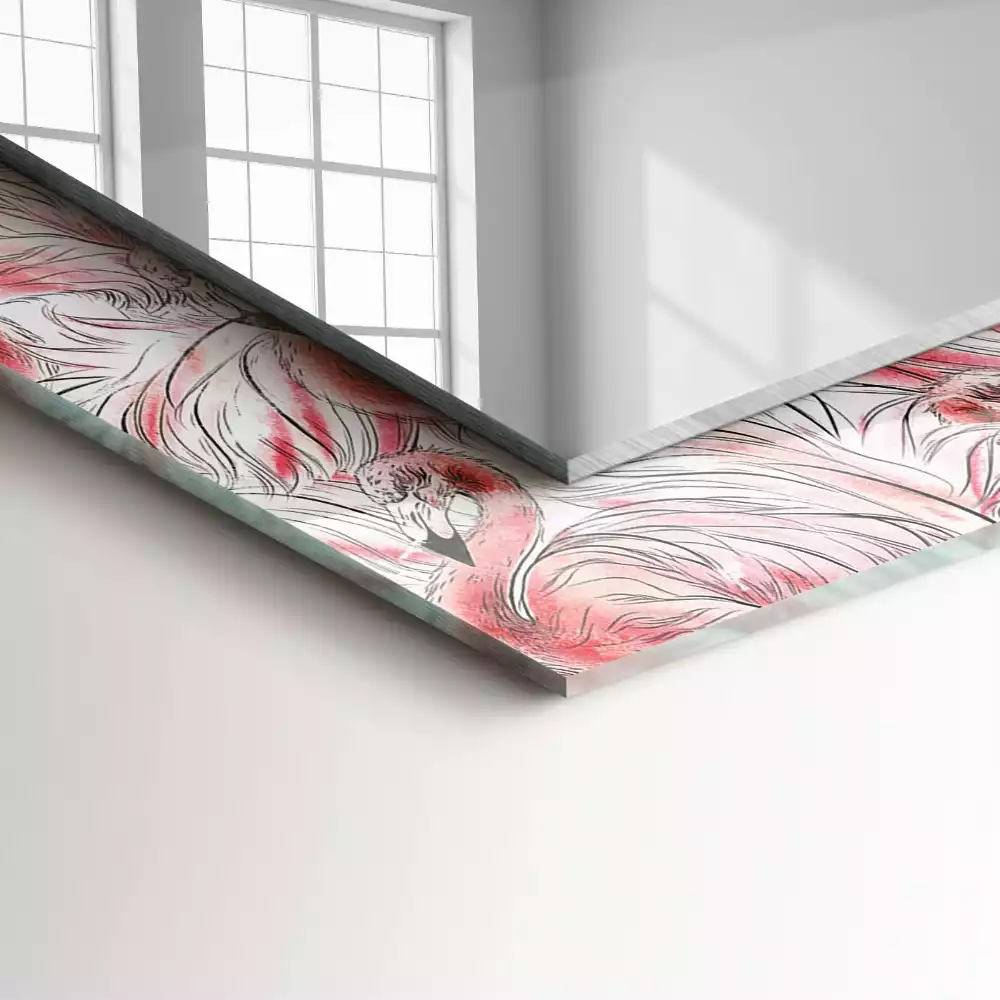 Miroir rectangulaire à cadre imprimé flamants roses