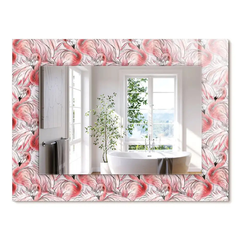 Miroir rectangulaire à cadre imprimé flamants roses