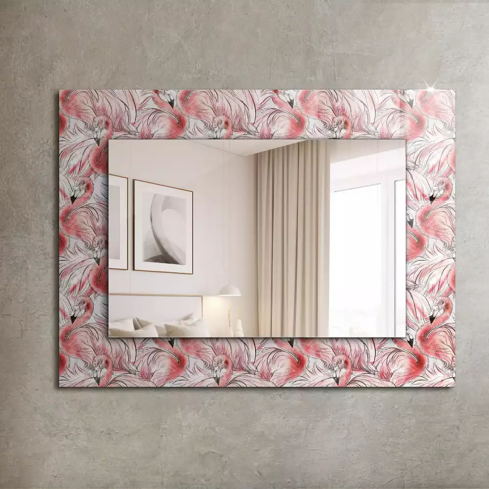Miroir rectangulaire à cadre imprimé flamants roses