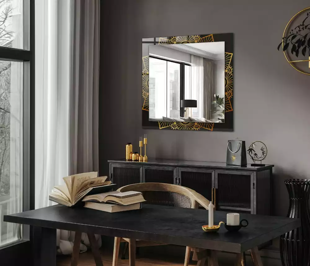Miroir rectangulaire décoratif motif mandala