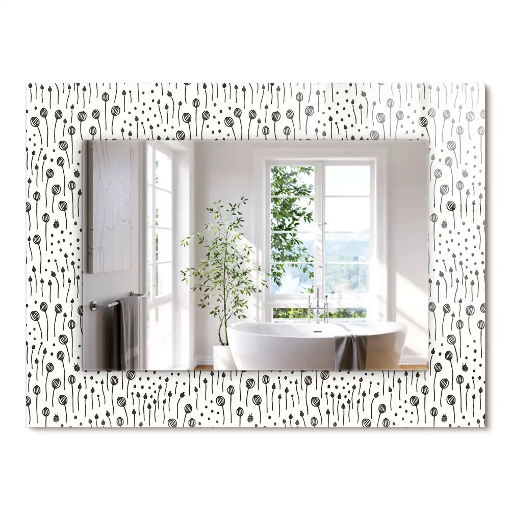 Miroir rectangulaire avec cadre imprimé nature minimaliste