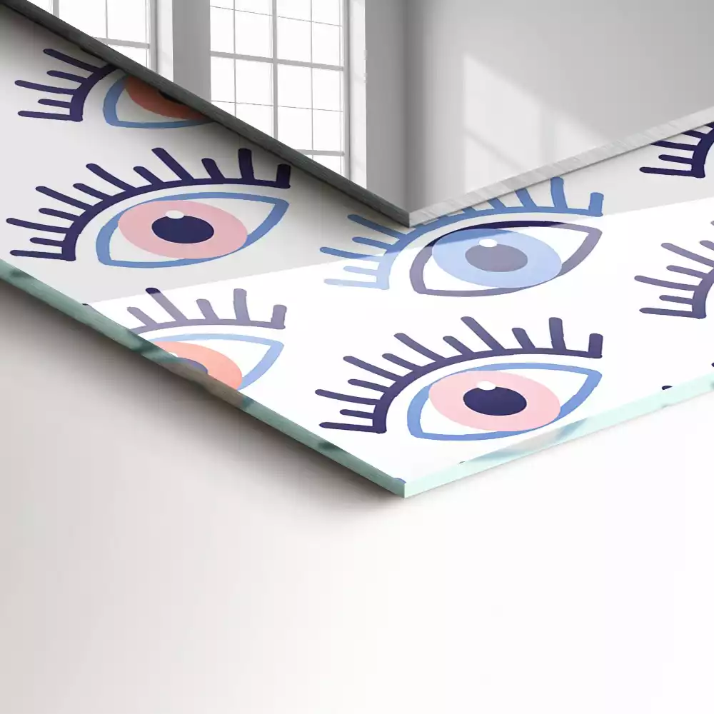 Miroir rectangulaire à cadre imprimé motif avec des yeux