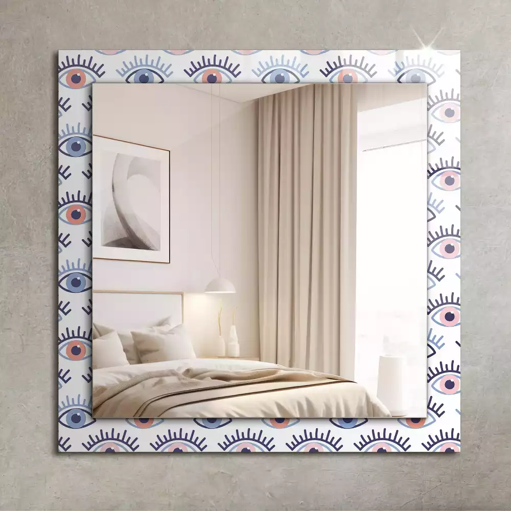 Miroir rectangulaire à cadre imprimé motif avec des yeux
