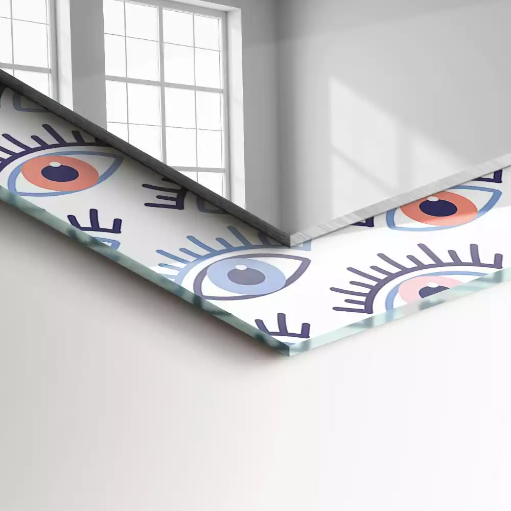 Miroir rectangulaire à cadre imprimé motif avec des yeux