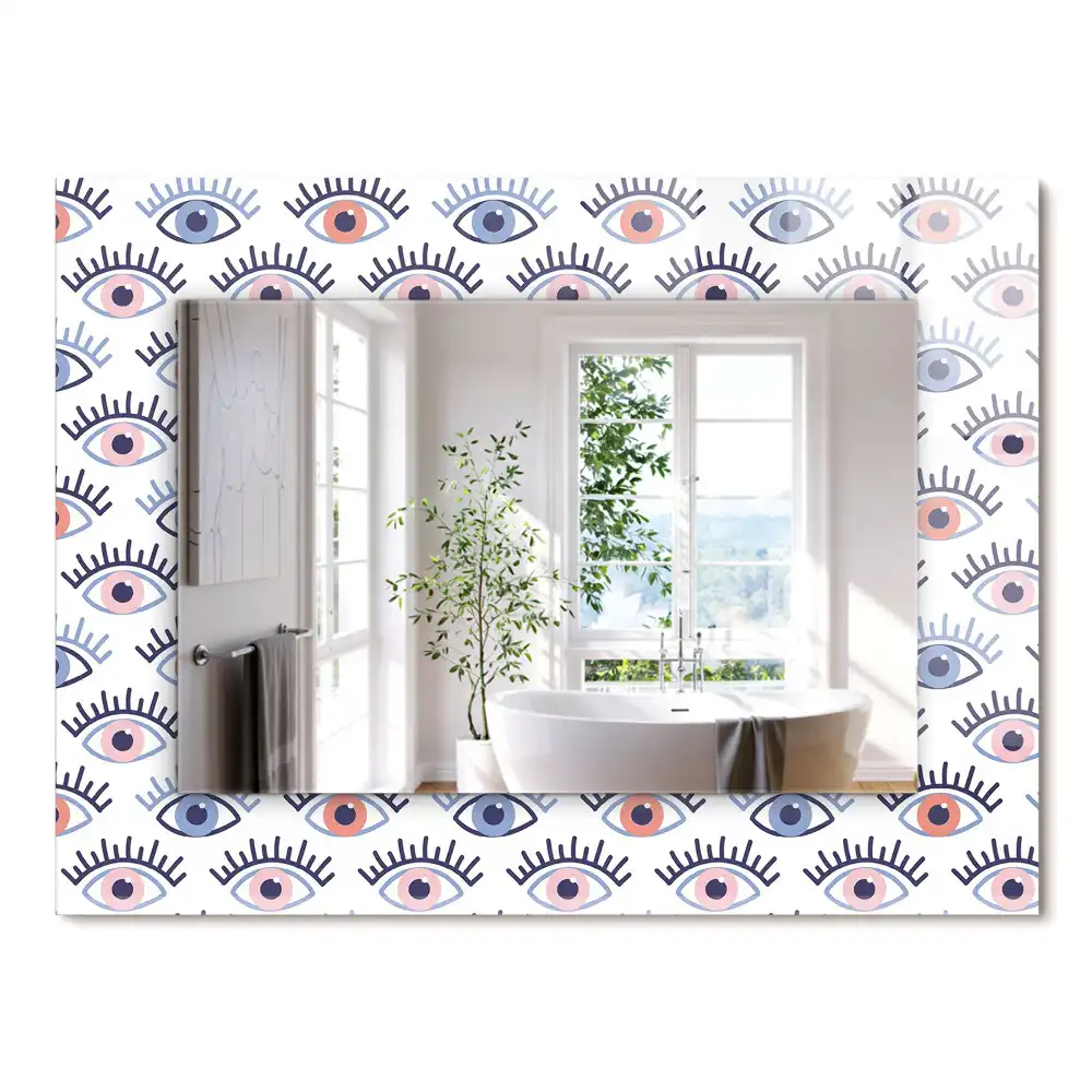 Miroir rectangulaire à cadre imprimé motif avec des yeux