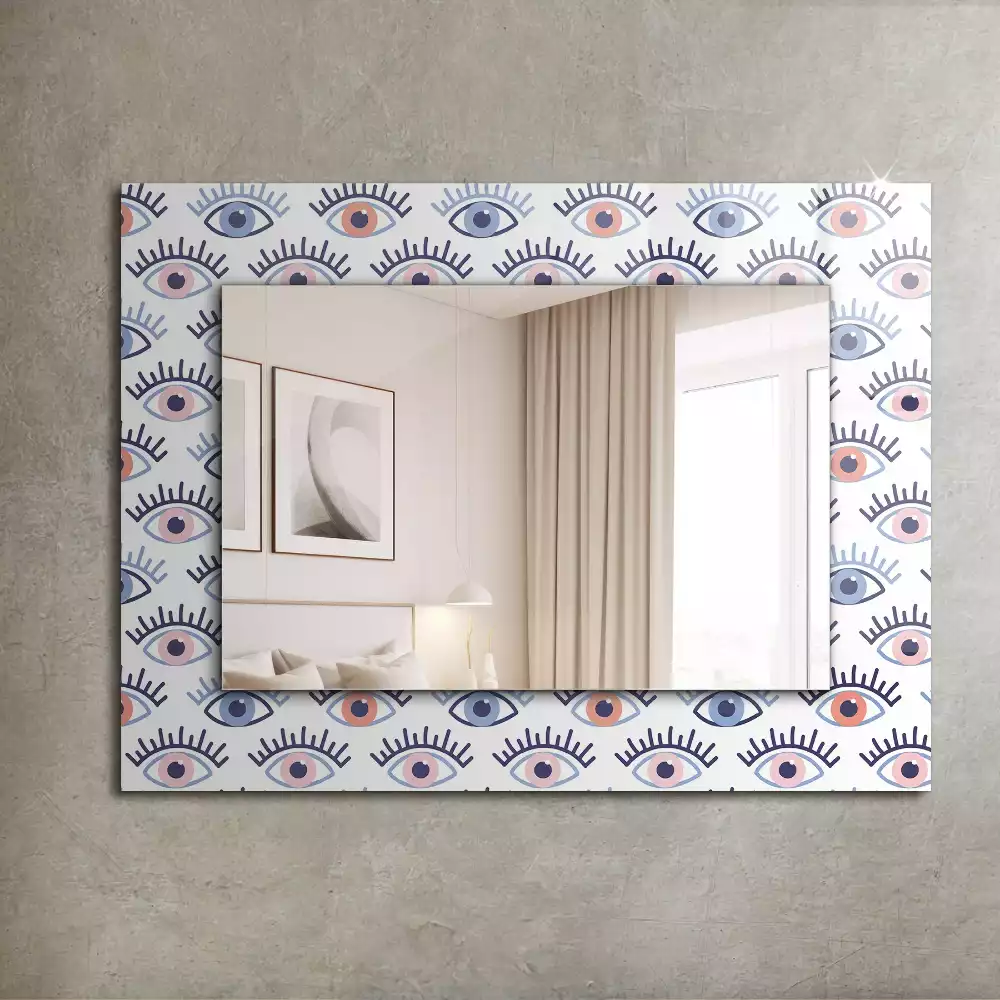 Miroir rectangulaire à cadre imprimé motif avec des yeux
