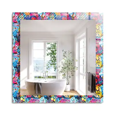 Miroir rectangulaire décoratif motif abstrait coloré