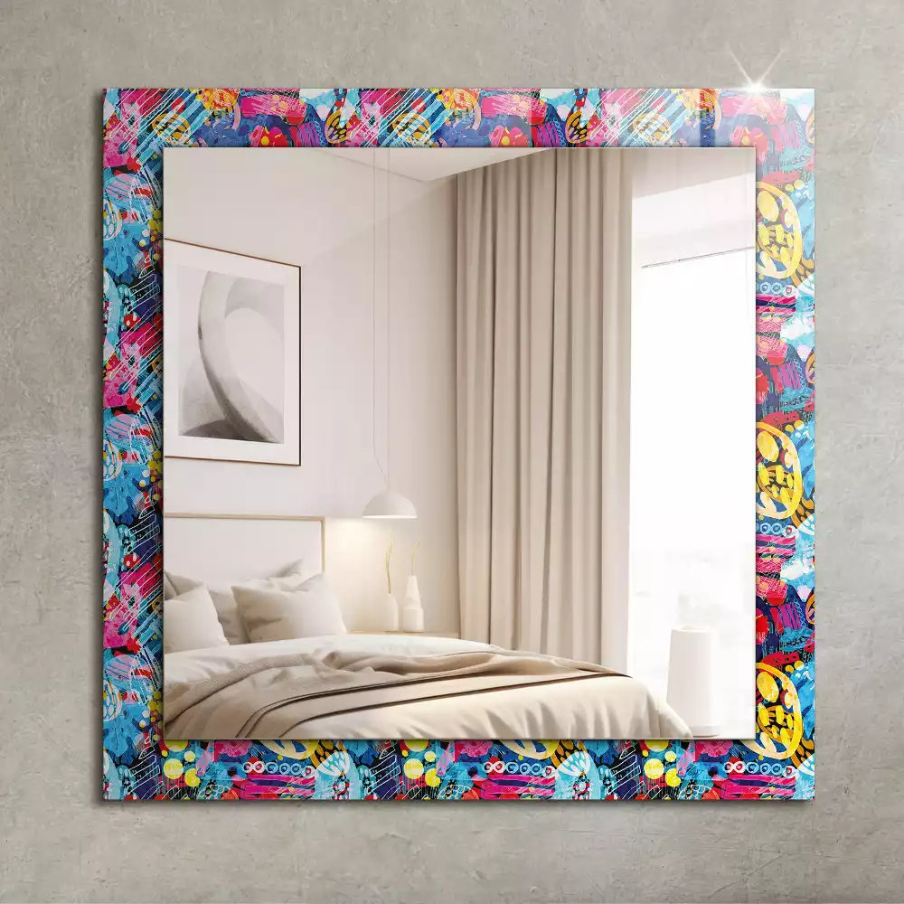 Miroir rectangulaire décoratif motif abstrait coloré