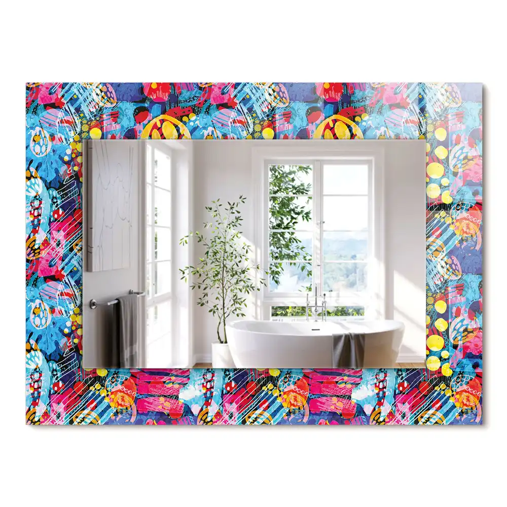 Miroir rectangulaire décoratif motif abstrait coloré