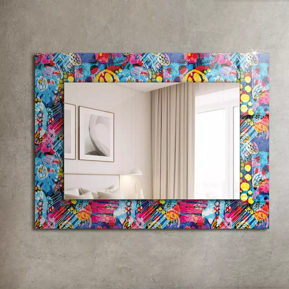 Miroir rectangulaire décoratif motif abstrait coloré