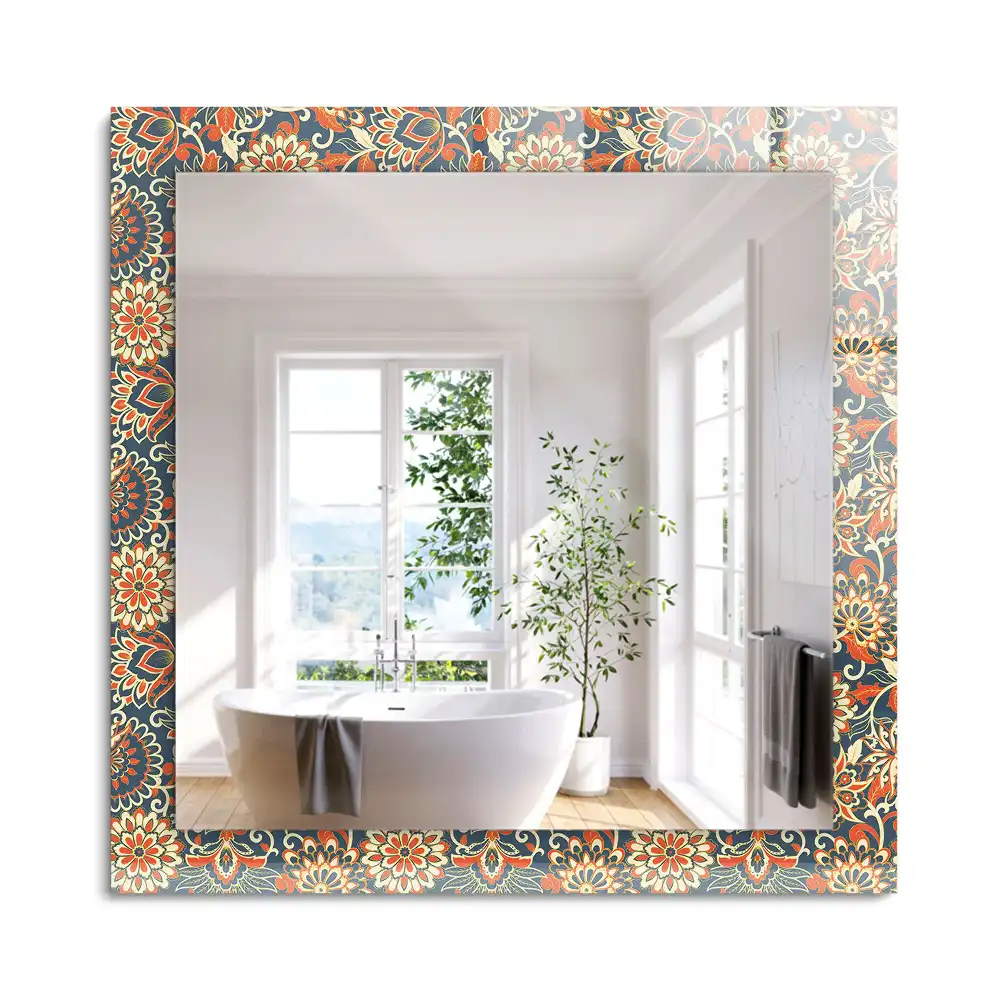 Miroir rectangulaire décoratif imprimé motif floral pour papier peint