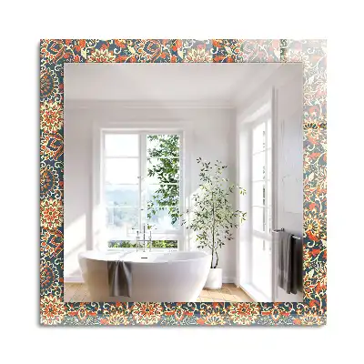 Miroir rectangulaire décoratif imprimé motif floral pour papier peint