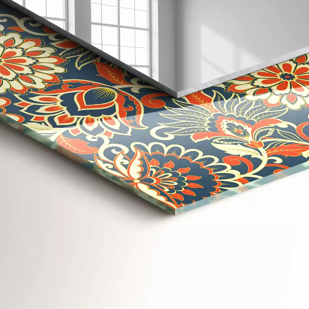 Miroir rectangulaire décoratif imprimé motif floral pour papier peint