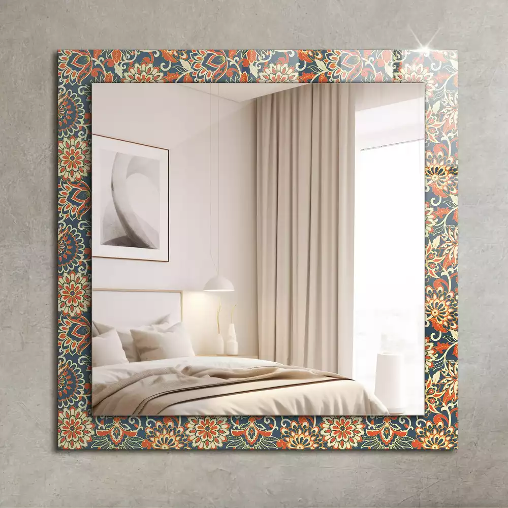 Miroir rectangulaire décoratif imprimé motif floral pour papier peint