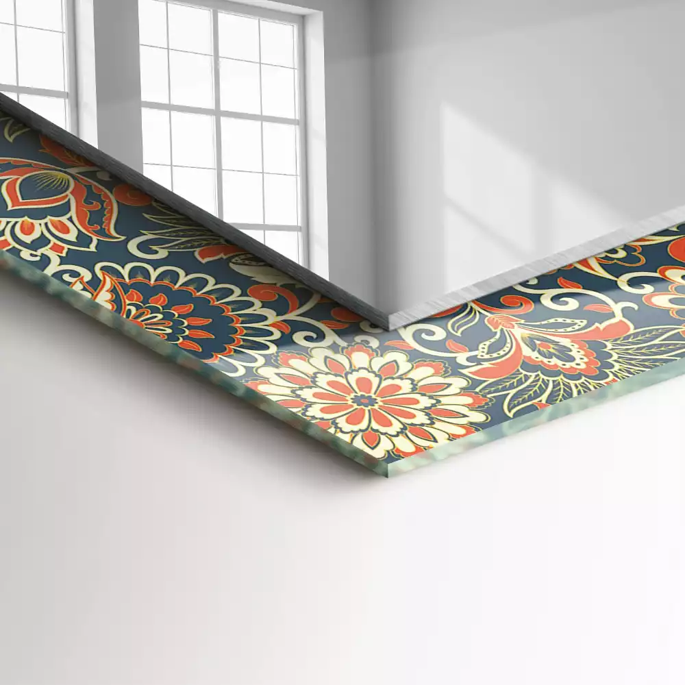 Miroir rectangulaire décoratif imprimé motif floral pour papier peint