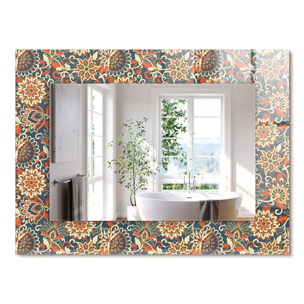 Miroir rectangulaire décoratif imprimé motif floral pour papier peint