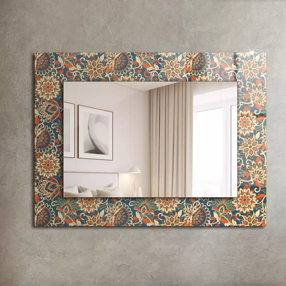 Miroir rectangulaire décoratif imprimé motif floral pour papier peint