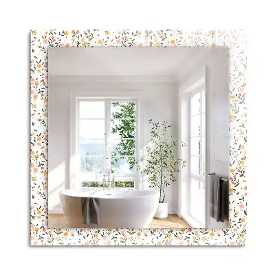 Miroir rectangulaire avec cadre imprimé motif textile floral