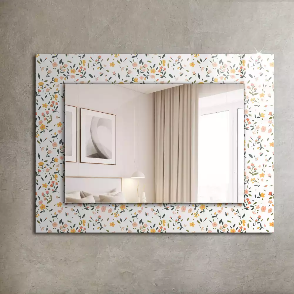 Miroir rectangulaire avec cadre imprimé motif textile floral