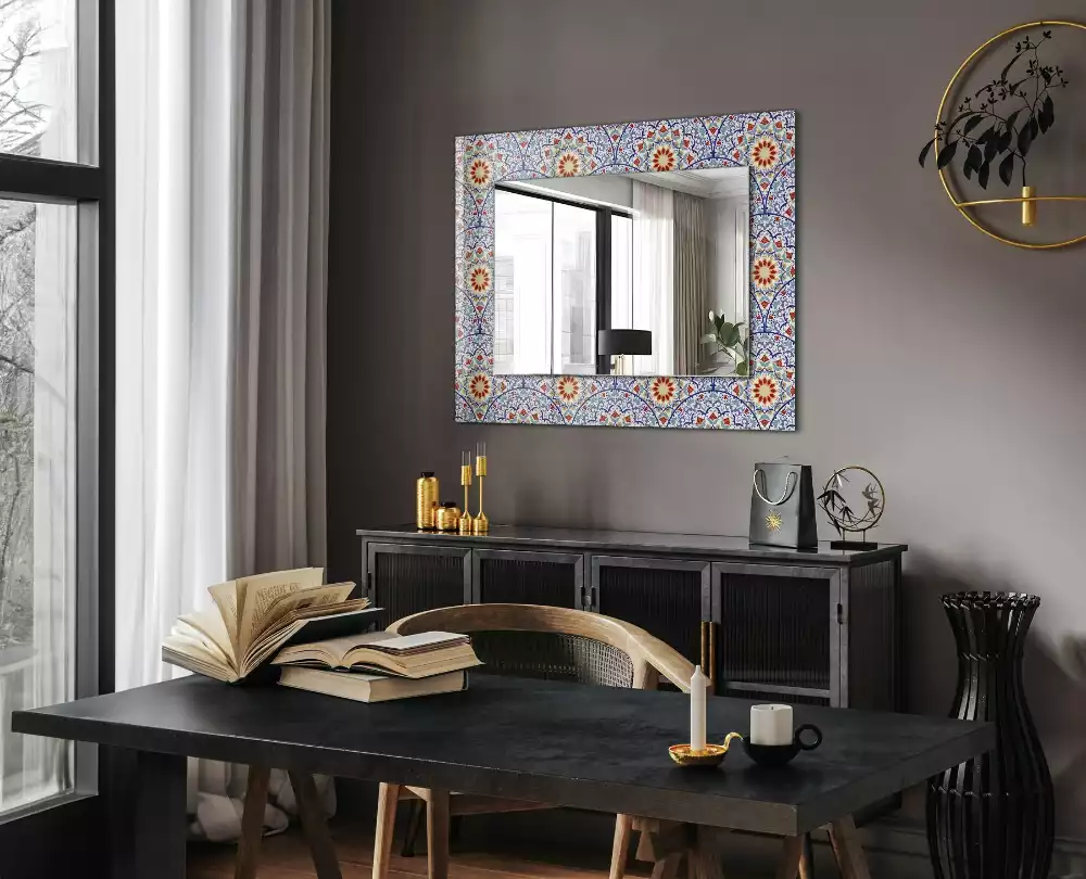 Miroir rectangulaire à cadre imprimé mandalas