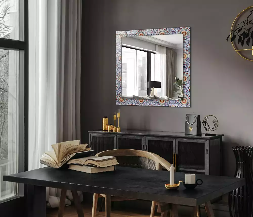 Miroir rectangulaire à cadre imprimé mandalas