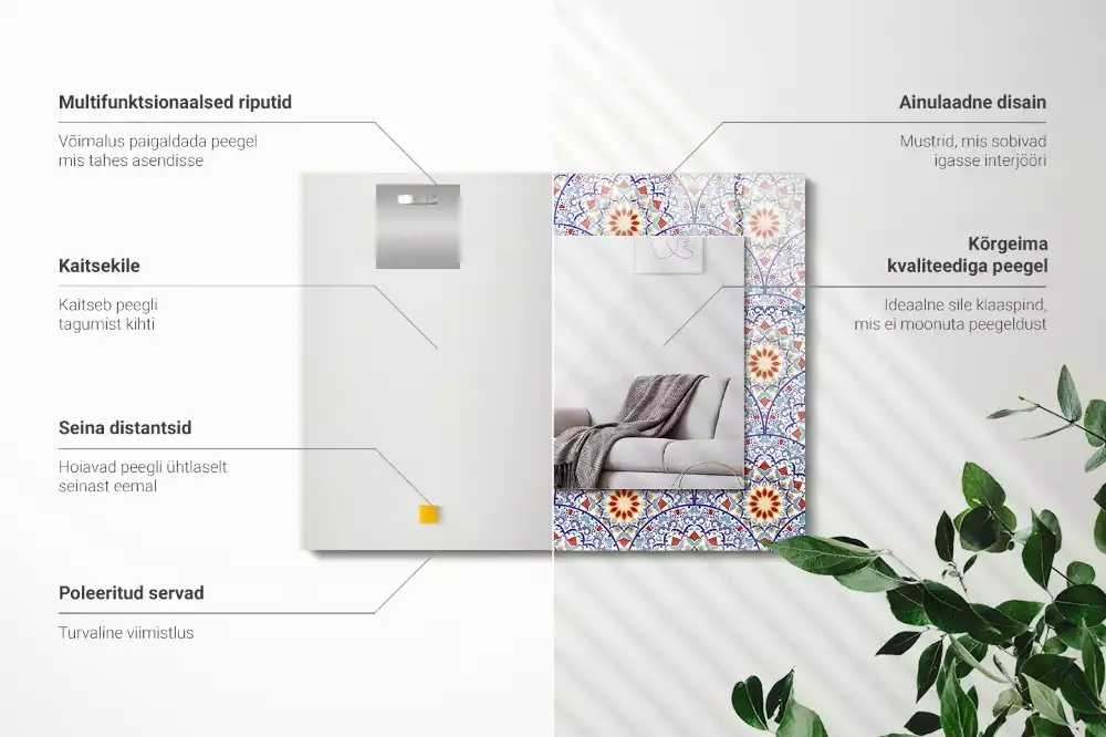 Miroir rectangulaire à cadre imprimé mandalas
