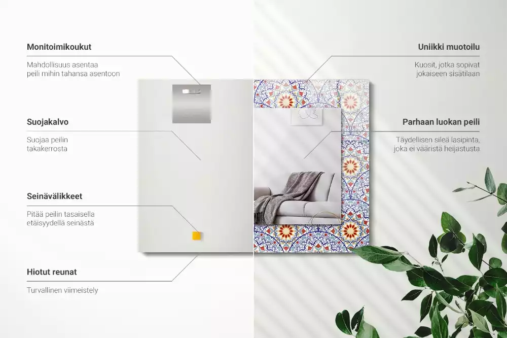 Miroir rectangulaire à cadre imprimé mandalas