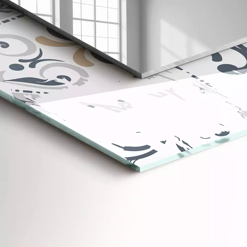 Miroir rectangulaire imprimé motif de carreaux avec ornements