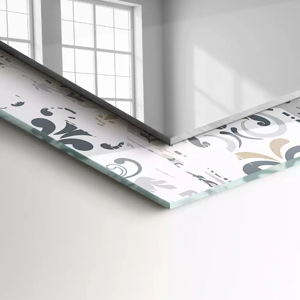 Miroir rectangulaire imprimé motif de carreaux avec ornements