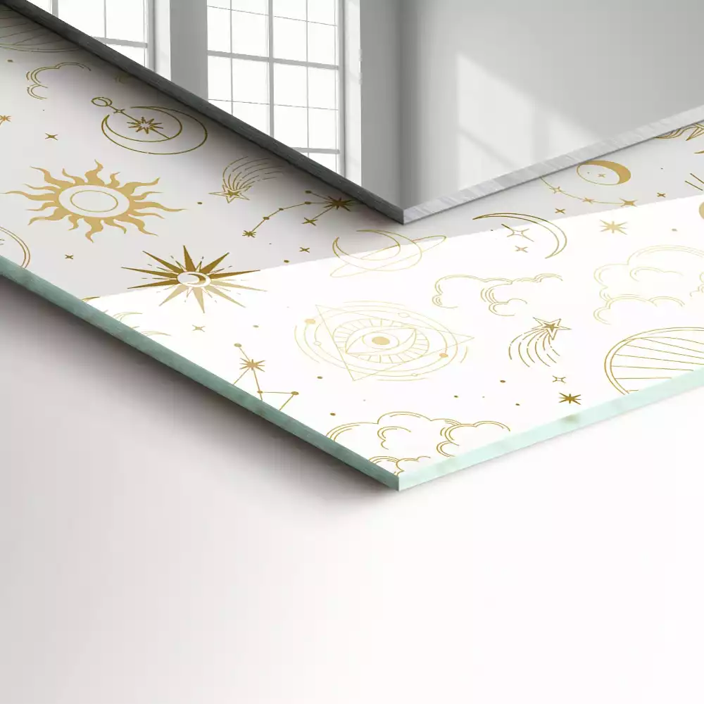 Miroir rectangulaire décoratif imprimé soleil lune et étoiles