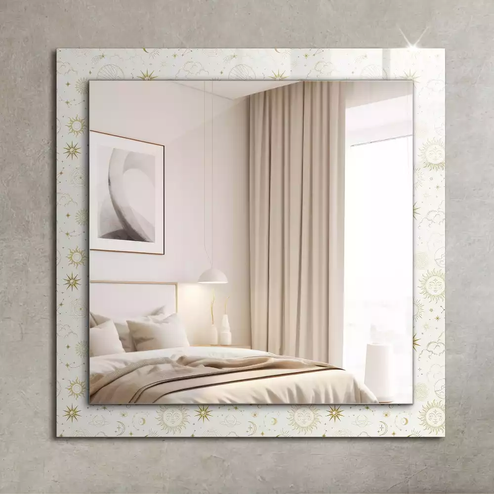 Miroir rectangulaire décoratif imprimé soleil lune et étoiles