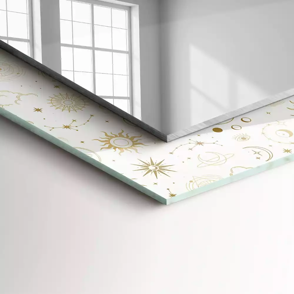 Miroir rectangulaire décoratif imprimé soleil lune et étoiles