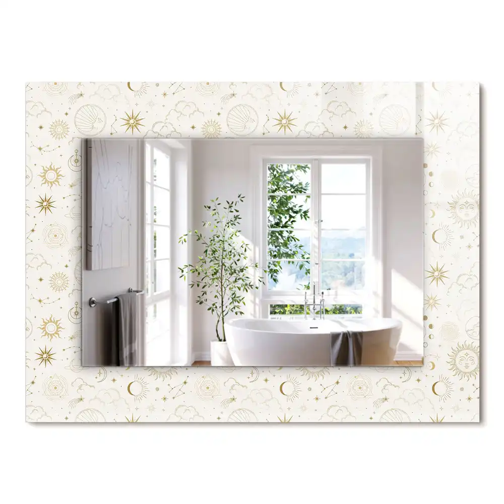 Miroir rectangulaire décoratif imprimé soleil lune et étoiles