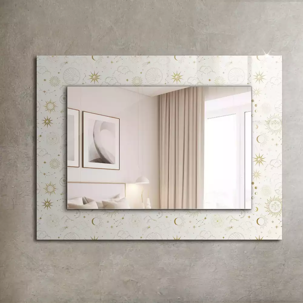 Miroir rectangulaire décoratif imprimé soleil lune et étoiles