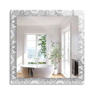 Miroir rectangulaire avec cadre imprimé motif d'ornements