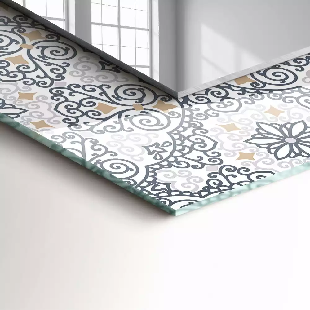 Miroir rectangulaire avec cadre imprimé motif d'ornements