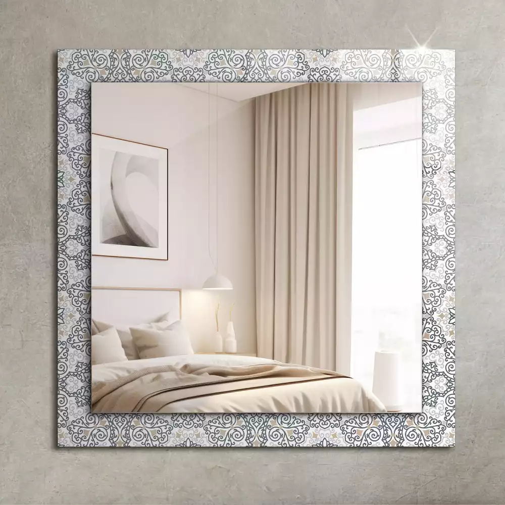 Miroir rectangulaire avec cadre imprimé motif d'ornements