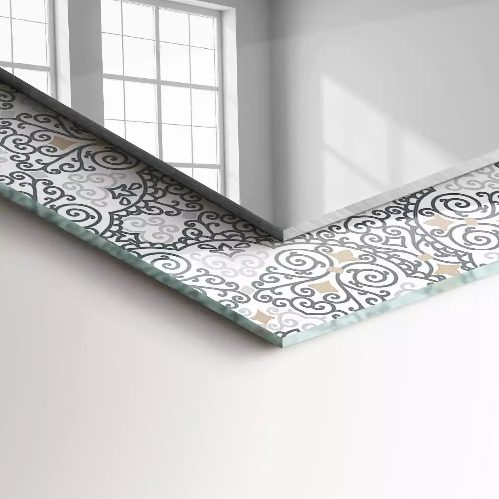Miroir rectangulaire avec cadre imprimé motif d'ornements