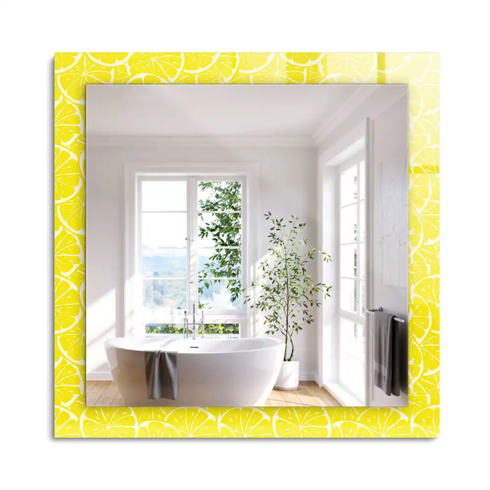 Miroir rectangulaire à cadre imprimé motif tranches de citron
