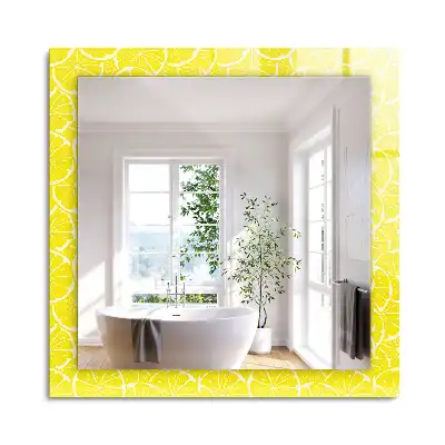 Miroir rectangulaire à cadre imprimé motif tranches de citron