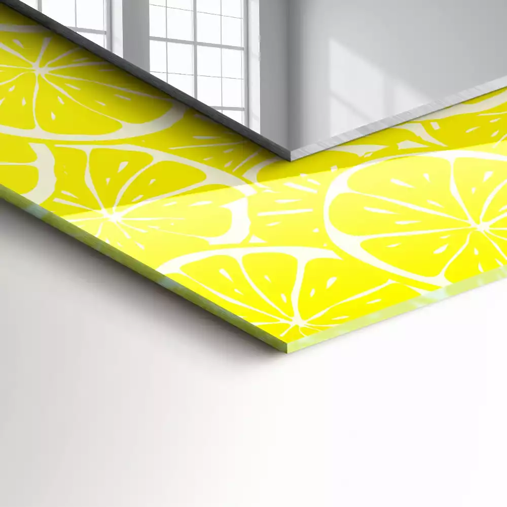 Miroir rectangulaire à cadre imprimé motif tranches de citron