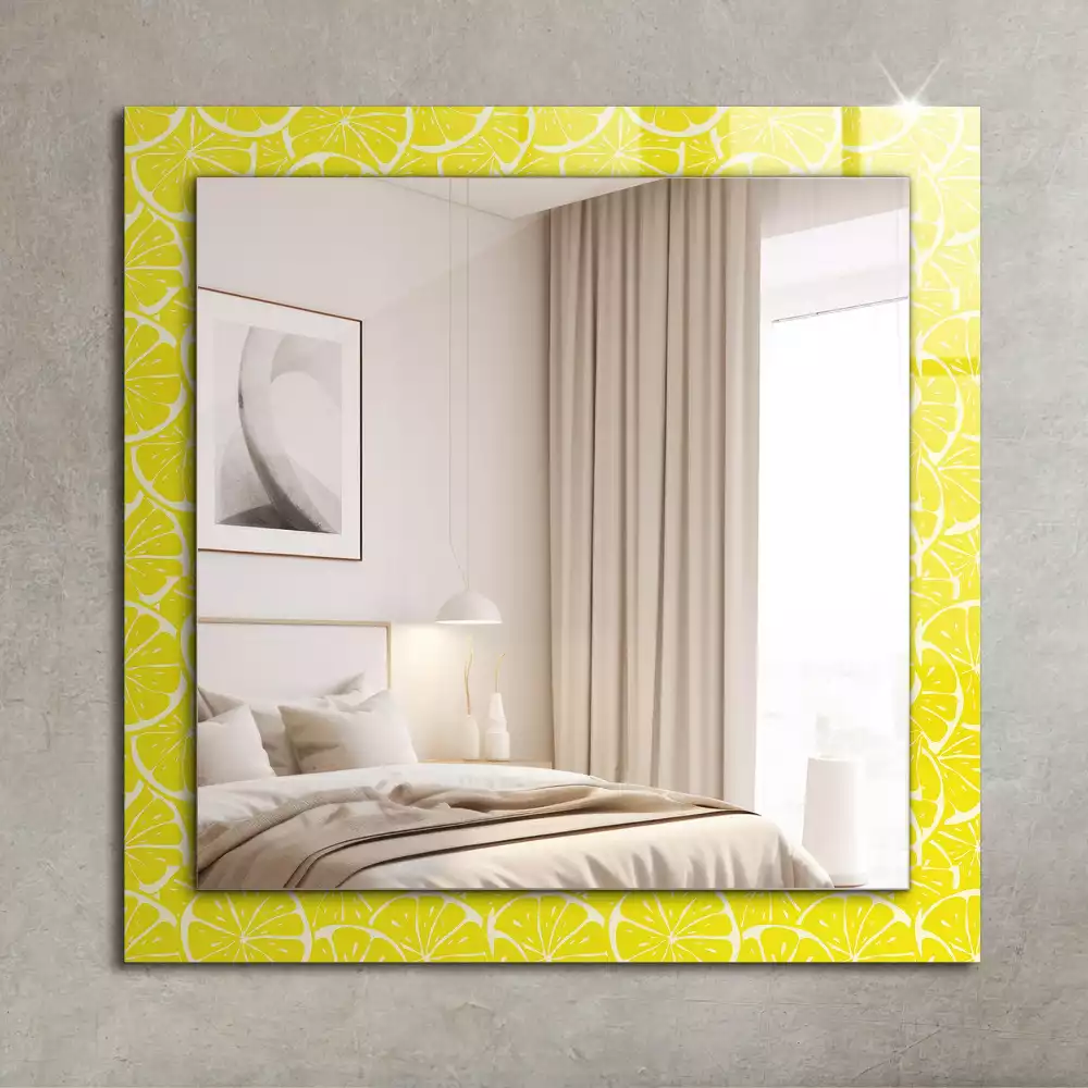 Miroir rectangulaire à cadre imprimé motif tranches de citron