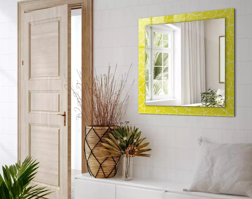 Miroir rectangulaire à cadre imprimé motif tranches de citron