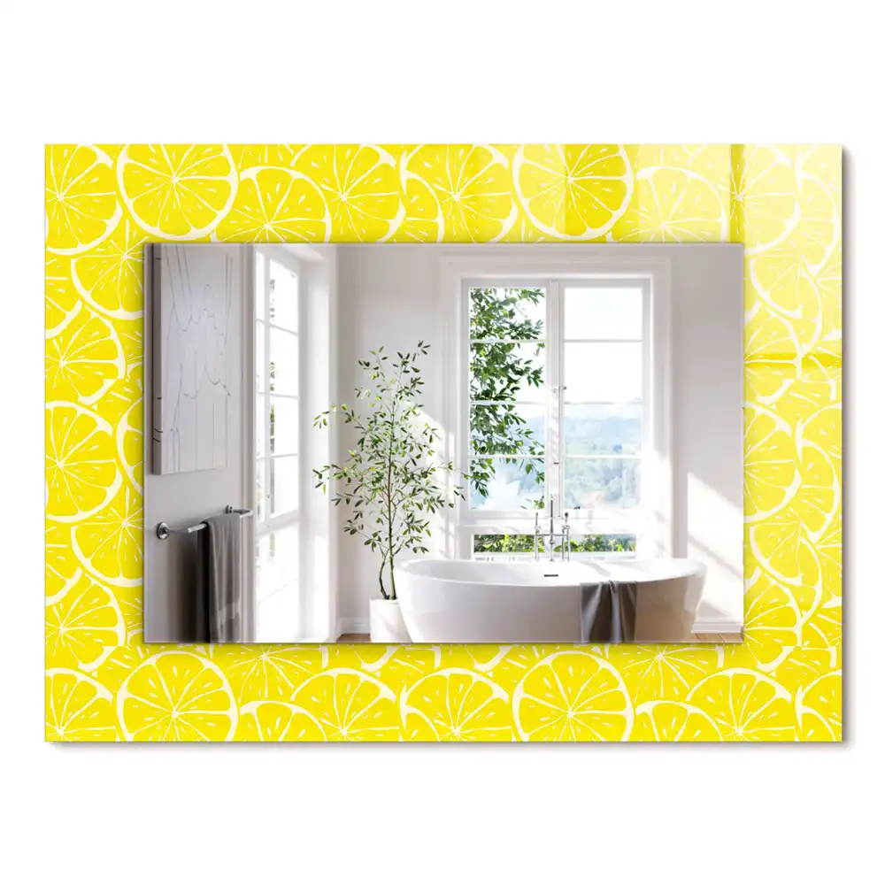 Miroir rectangulaire à cadre imprimé motif tranches de citron