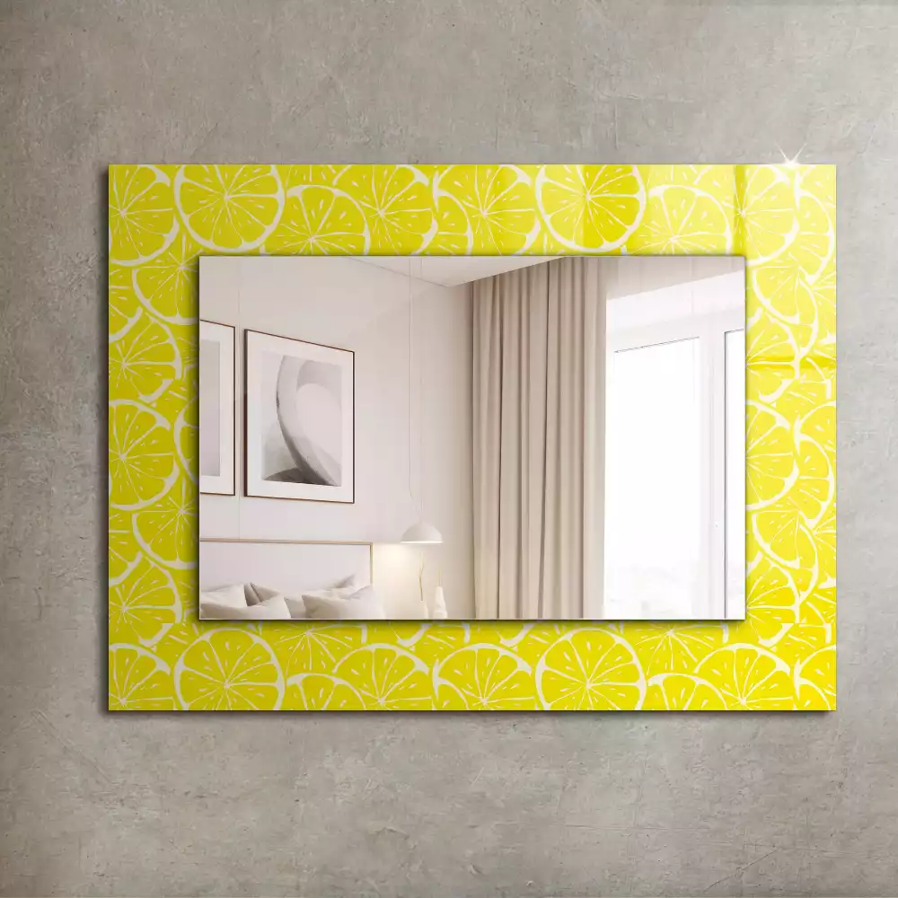 Miroir rectangulaire à cadre imprimé motif tranches de citron