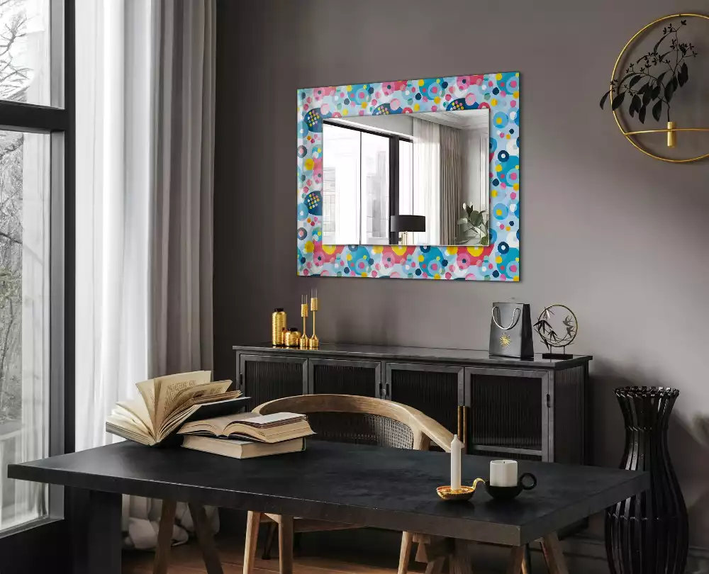 Miroir rectangulaire décoratif motifs abstraits colorés