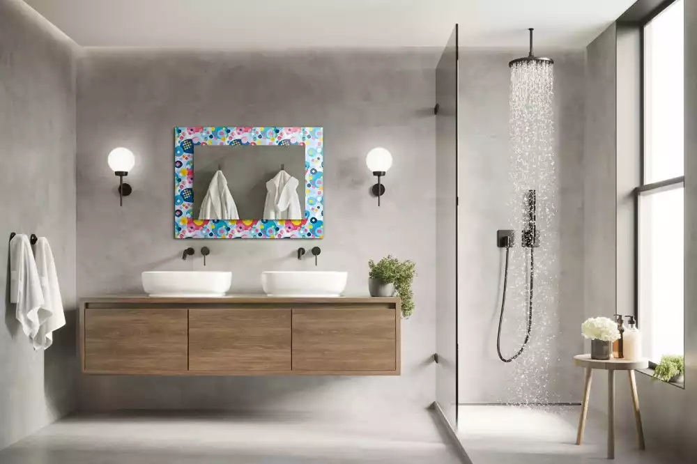 Miroir rectangulaire décoratif motifs abstraits colorés