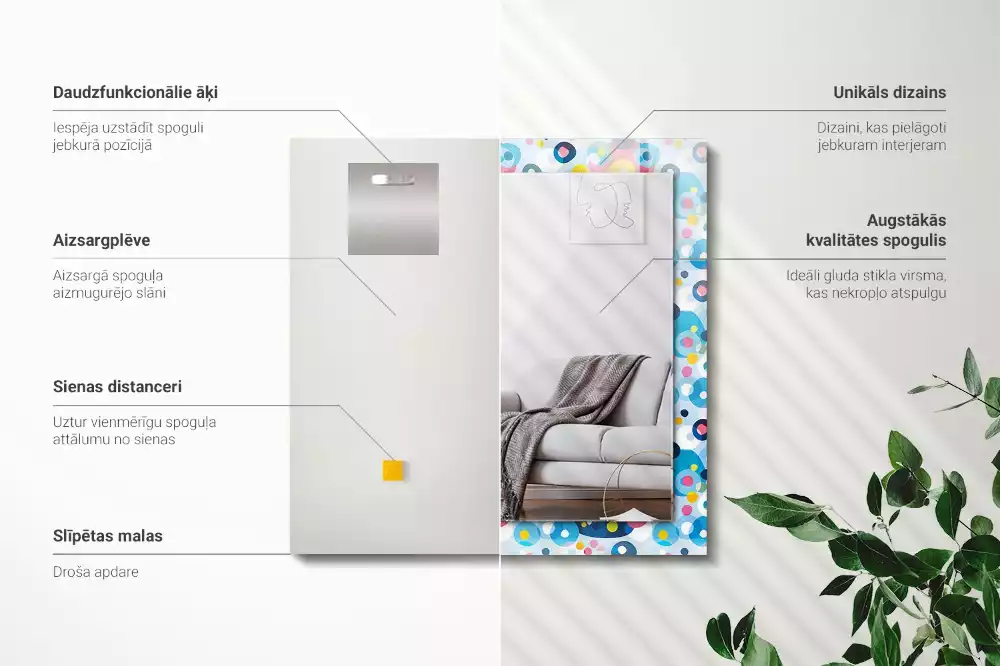 Miroir rectangulaire décoratif motifs abstraits colorés